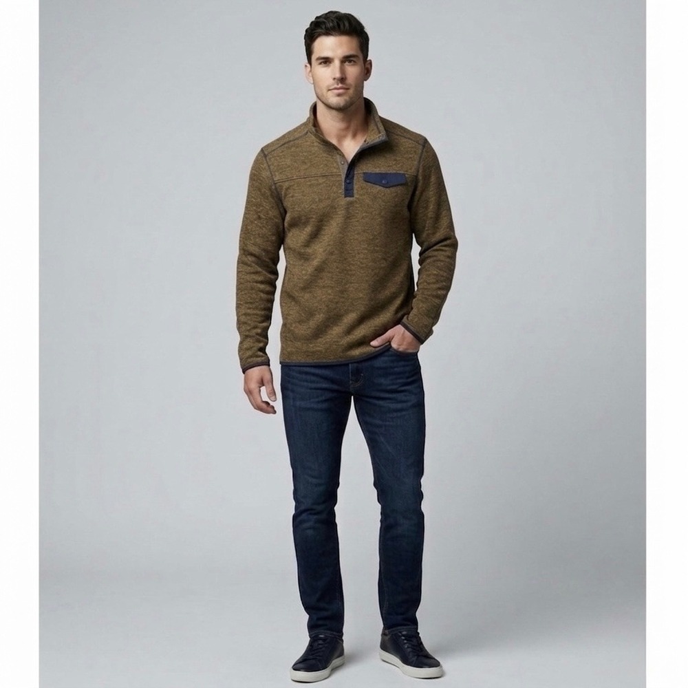 Onward Reserve Performance Mens Medium 1/4 Snap Pullover‎ Light Brown Heather